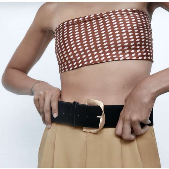 BNWT ZARA Velvet Belt With Gold Buckle Size 30 - Picture 1 of 11